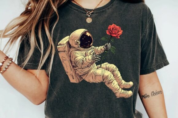 Astronaut Holding Red Rose PNG: Design Ideas for Creators