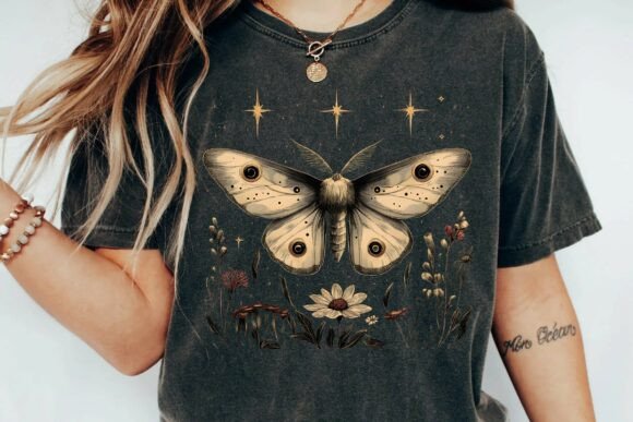 Celestial Moth and Wildflowers: A Dark Academia Graphic
