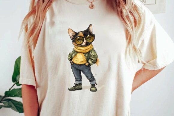 Cool Calico Cat Streetwear Fashion Illustration Graphic Tee Clipart Png
