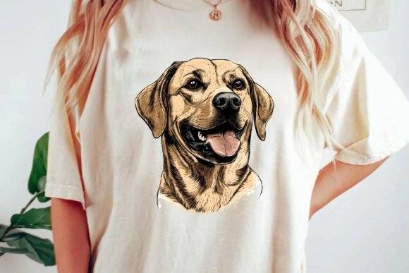 Golden Yellow Labrador Retriever Smiling Dog Face Graphic Vintage Dog Lover T-Shirt Design Png