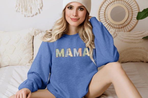Mama Patchwork Blues Graphic: A Bold Vintage Style for Modern Design