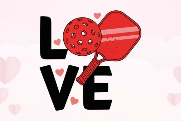 Pickleball Ball and Paddle Love Graphic: A Bold Valentine's Design