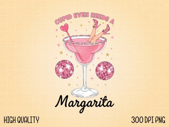 Pink Cocktail Graphic with Disco Balls: A Design Asset That Dances