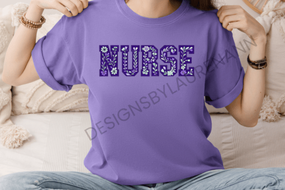 Purple Floral Nurse Patch Style Graphic: A Creative Guide